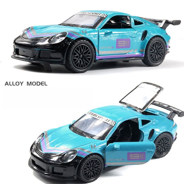 Diecast Model car 1/36 Porsche 911 GTR Alliage Diecasts Toy Car Models Metal VehiclesDouble Door Pull Back Collectable Toys For Children Boys Gift 230417