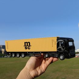 Diecast Model auto 1/50 Diecast Lichtmetalen Truck Speelgoed Auto Model Verwijderbare Engineering Transport Container Vrachtwagen Voertuig Met Licht Pull Back Speelgoed Voor Jongens 230617