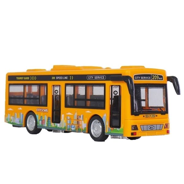 Diecast Model car 1 50 plastic city bus modelo simulación sonido y luz juguete 2 puertas juguetes para niños al por mayor 220930