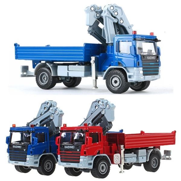 Modèle de voiture moulé sous pression 1/50 camion avec grue jouet ingénierie automobile véhicule Miniature en alliage moulé sous pression modèle de Collection éducative cadeau pour garçon enfants 230829