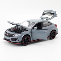 Diecast Model car 132 TYPE R Hatchback Model Toy Vehicle Alloy Die Cast Sound Light Pull Back Sports Car Toys For Gifts 230627