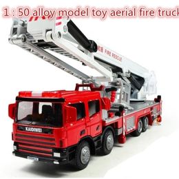 Diecast Model Car 2014 Super Cool 1 50 Modèle Alloy Toy Aerial Fire Truck Taxied Baby Educational S 220930