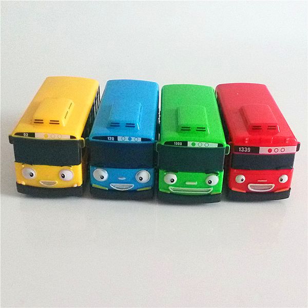 Diecast Model Car 4pcs / set Tayo the little bus Korean Amine oyuncak araba modelo de automóvil mini plástico pull back tayo bus para niños niño regalo de Navidad 220919