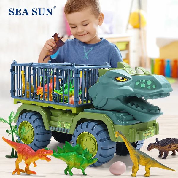 Diecast Model Car Boys Car Toys Dinosaur Truck Transporte Vehículo Dino Animal Modelo Tyrannosaurus Rex Truck Game Niños Regalos de cumpleaños 231201