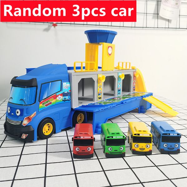 Moulé Sous Pression Modèle De Voiture De Bande Dessinée Tayos Le Petit Bus Conteneur Camion Boîte De Rangement Parking Avec 3 Pull Back Mini Voiture Jouets Pour Enfants Cadeau D'anniversaire 230111