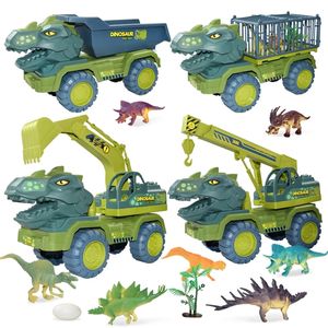 Diecast Modèle De Voiture Enfants Dinosaure Transport Jouet Surdimensionné Inertial Rier Camion Pull Back Véhicule avec Cadeau pour Enfants Garçon 220830