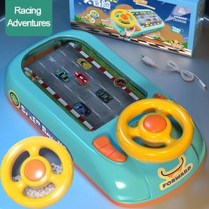 Modèle de voiture moulé sous pression pour enfants, volant de course, jouet de conduite, véhicule de Simulation électronique, jeu de bureau d'aventure, jouets de conduite simulés pour enfants 231101