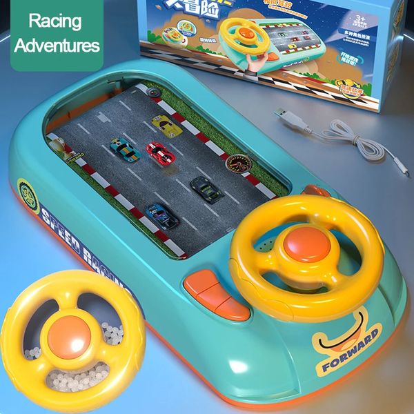 Modèle de voiture moulé sous pression pour enfants, volant de course, jouet de conduite, véhicule de Simulation électronique, jeu de bureau d'aventure, jouets de conduite simulés pour enfants 231101