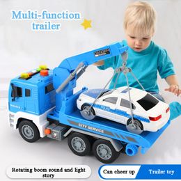 Diecast Model auto Kinderen Grote Simulatie Flatbed Rescue Trailer Speelgoed Transporter Kraan Techniek Team Jongen Auto Educatief Speelgoed Verjaardagscadeau 230621