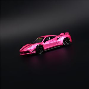 Diecast Model car CM Model 164 LBWK 488 GTB Pink Luxury Sports Racing Supercar Diecast Toy Liberty Walk Model Car Vehicle con Display Box 230809