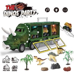 Modèle de voiture moulé sous pression camion de transport de dinosaure retirer Dino voiture véhicule conteneur stockage éclairage musique enfants jouets garçons enfants cadeau d'anniversaire 220930