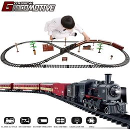 Diecast model Auto elektrische kersttrein speelgoedset auto spoorsporen stoom locomotief motor educatief spel jongens speelgoed voor kinderen 220919