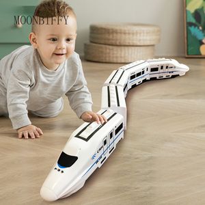 Diecast Model car Harmony Simulation High Speed Railway Train Toy Car Electric Sound Light EMU Model DIY Block Train Building Toys for Child 230417