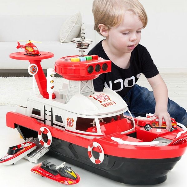 Diecast Model car Kids Toys Simulation Track Inertia Boat Diecasts Vehicles Music Story Lighting Toy Ship Model Toy Car Parking Toys for Boys Gift 230111