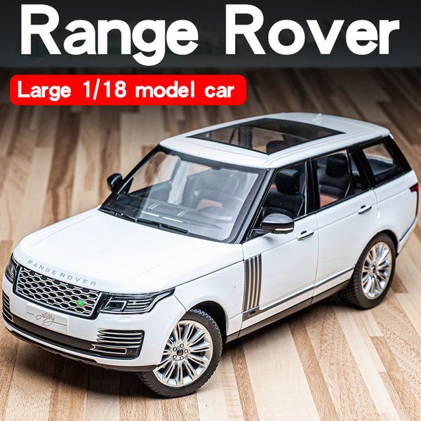 Diecast Model car Grande 1/18 Range Rover Suv Vehículo todoterreno Modelo de aleación Coche Diecast Escala Colección estática Sonido Luz Juguete Coche Regalo para niños 230821