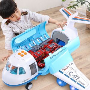 Diecast Model car Large Spray Inertia Airplane Toy para niños Transporte Aircraft Storage Aleación Modelo de vehículo con música Light Kids Airliner Gift 230526