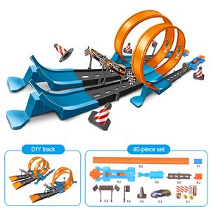 Diecast Model auto Stunt Snelheid Dubbele Auto Wielen Model Speelgoed voor Kinderen Racing Track Diy Gemonteerde Rail Kits Familie interactieve Jongen Kinderen Speelgoed Gift 230621