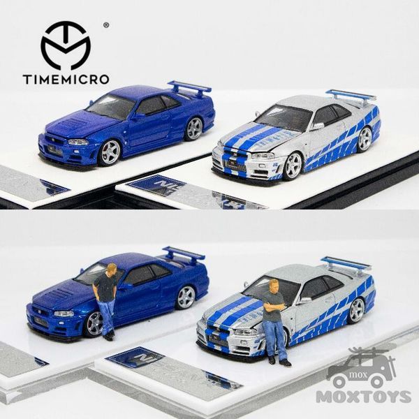 Voiture miniature moulée sous pression TIME MICRO 1 64 Gtr R34 couvercle ouvert Fast Furious car Diecast Model Car 230625