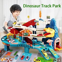 Modèle de voiture moulé sous pression jouet voiture rampe piste dinosaure escalade collines wagon véhicules colorés jeu de construction avec mini voiture de course jouets pour enfants 231101
