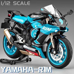 Modèle Diecast Cars 1/12 Yamaha R1m Toy Motorcycle Modèle alliage Diecast avec amortissement Scale de simulation Modèle de moto