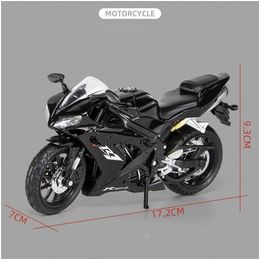 Diecast Modelo Cars 1 12 Yamaha YZF-R1 Racing Motorcycles Simación Aleación MotorcLeros Descanuadores de choque Recolección CAR Toy Kid Drop entrega DH9VS