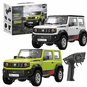 Diecast Model Cars 1/16 Jimny RC Car Rock Track LED Light Simulation Sound Off Road Climbing Truck RTR Full Scale Model Childrens Toys J240417