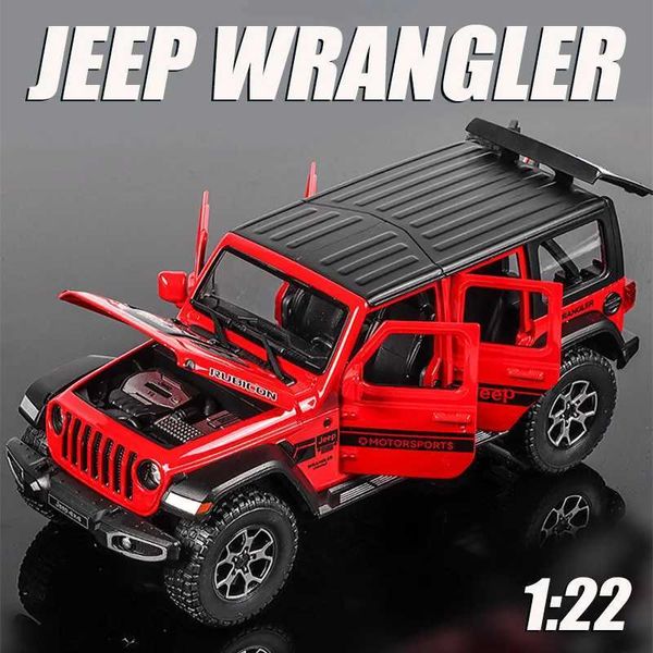 Modèle Diecast Cars 1/22 Jeep Wrangler hors route SUV ALLIAG MODÈLE CAR VOITURE CASTING Proportionnel Métal Modèle Modèle Simulation de jouets Sounds et enfant Light Toy GiftsL2405