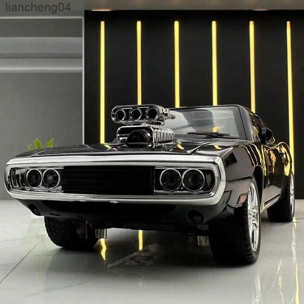 Coches a escala 1/24 Dodge Charger Aleación Modelo de coche Musle Juguete fundido a presión Vehículos de metal Modelo de coche deportivo Simulación Sonido y luz Regalo para niños