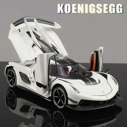 Diecast modelauto's 1 24 Koenigsegg Jesko Attack Legering sportwagenmodel Diecast metalen racewagenmodel Simulatie Geluid en licht Kinderspeelgoed Cadeau1L23116