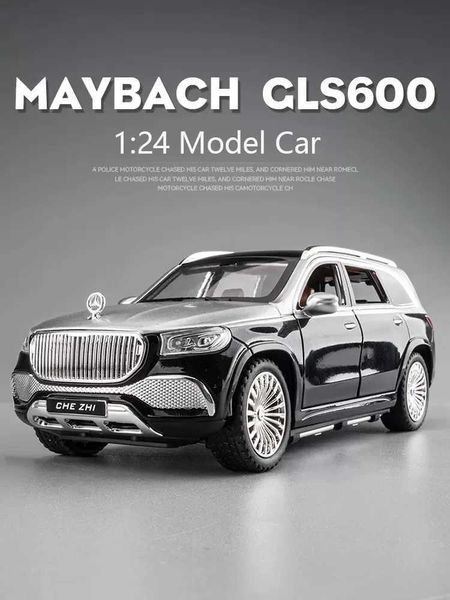 Modèle Diecast Cars 1 24 Mercedes Maybach GLS600 Modèle de voiture en alliage Sound et léger Tat Back Toy Car Série Boy Boy Decorative Giftl2405