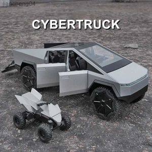 Gegoten modelauto's 1 24 Tesla Cybertruck Model Y Model 3 Model X Legering Diecasts Speelgoedvoertuigen Metalen speelgoedautomodel Geluid en licht Collectiespeelgoed