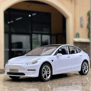 Diecast Model Cars 1 24 Tesla Model 3 Model Y Roadster Alloy Die Cast Toy Car Model Sound and Light Juguete para niños Coleccionables Regalo de cumpleaños