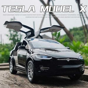 Modèle Diecast Cars 1 24 Tesla Modèle X Modèle de voiture en alliage Diecast Metal Toy Véhicules Modèle de voiture Collection de voiture Sound et Gift Toy Enfants Light