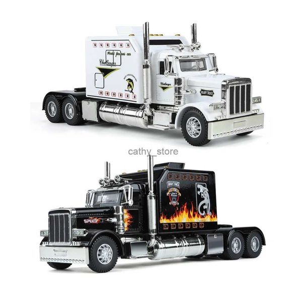 Diecast Model Cars 1/24 Remolque American Tow Truck Head Tractor Diecast Aleación Miniatura Juguete Modelo De Coche Pull Back Sound Light Colección Regalo Para BoyL2403