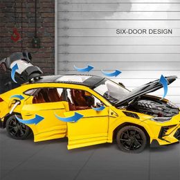 Diecast modelauto's 1 24 urus bison SUV -legering sportwagenmodel Diecasts metaal gemodificeerde voertuigen auto modellen simulatie geluid en lichte kinderspeelgoed geschenken