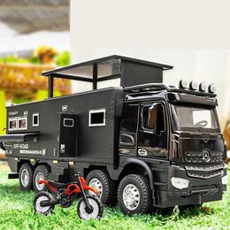 Diecast Model Cars 1/28 Arocs Unimog alliage camping-car modèle de voiture de tourisme en métal moulé sous pression tout-terrain RV véhicules modèle son et lumière enfants jouet cadeau L2403