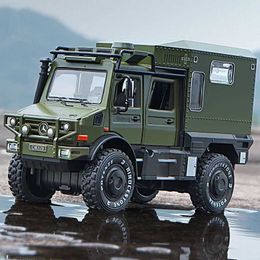 Diecast modelauto's 1 28 UNIMOG U4000 MOTERMOME ALLOY TOURING CAR Model Diecast High Simulation Metal Off-Road Voertuigen Auto-model Childrens Toy Gift Y240520yinw
