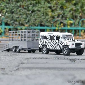 Diecast Model Auto's 1/32 Legering Vrachtwagen Transport Auto Voertuigen Model Diecasts Speelgoed Reizen Auto Jacht Trailer Auto Model Geluid en Licht Kinderen Geschenken R230807