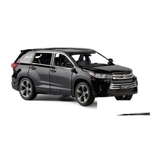 Diecast Model Cars 1/32 Highlander Simation Aleación de autos de juguete PL Back 6 Open Door Children Juguetes Genuine License Colección Off-Road Vehi Dhjfx