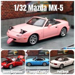 MODÈLE DICAST CARS 1/32 Mazda MX-5 Prévisions minimatures MX5 Roadstar Toy Car Model Sound Light Doors Collection Open Collection pour enfants