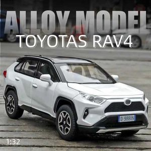Diecast Model Cars 1 32 RAV4 SUV Ally Auto Model Die Cast Metal Toy Car Simulation Sound and Light Collection Childrens Birthday Cadeau T240524