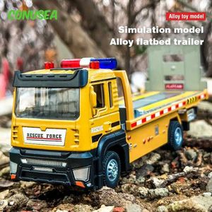 Diecast modelauto's 1/32 Schaal Legering Auto Model Diecasts Tractor Truck Engineering Car Auto Model Flatbed Trailer Toy Children Toys For Kids Collection T240506