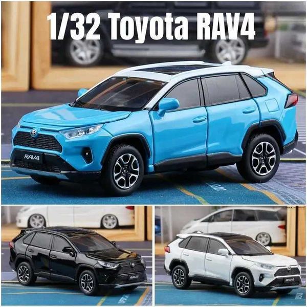 MODEAU DICAST CARS 1/32 TOYOTA RAV4 SUV Toy Off-Road Toy Car JKM Die Metal Model Model Sound and Light Door Open Childrens Education Series Giftl2405