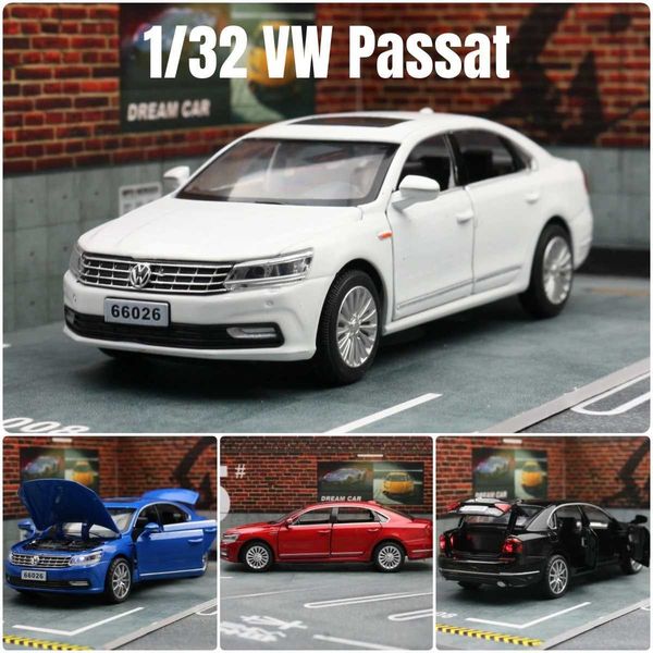 Modèle Diecast Cars 1/32 Volkswagen Passat Toy Car Model Die Alloy Alloy Metal Micro Sound and Light Pull Back 1 32 Childrens Series Giftl2405