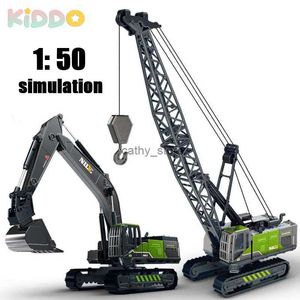 Diecast Model Cars 1 50 Excavadora de aleación Diecasts Niños Juguete Niños Simulación Resistente a caídas Vehículo de ingeniería Máquina de gancho de mano Modelo L231114