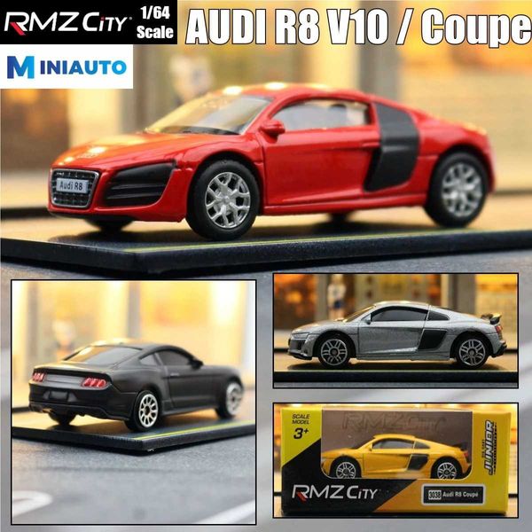 COCHES MODELARES DE DIECAST 1/64 Audi R8 Coupe V10 1 64 Diesel Super Sport Toy Model 3 Hot Wheels Mini Zinc Aley Metal Gift For Children Kid WX