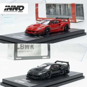 Diecast Model Cars 1 64 Inno LBWK F40 All Carbon Tokyo Carbon Bar Car Salon 2023 Red Ally Car Model DecorationL2405