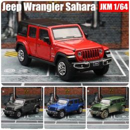 Diecast Model Cars 1 64 Jeep Wrangler Sahara Rubicon Miniature 1/64 JKM Toy Car Model SUV Sport Véhicule Sport Wheels Diesel Metal Collection Gift