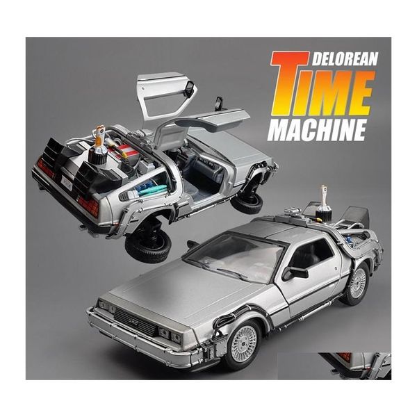 Diecast Model Cars 1 à 24 voiture en alliage Dmc12 Delorean Back The Future Time Hine Metal Toy For Kid Gift Collection 220525 Drop Delivery Dhrx6