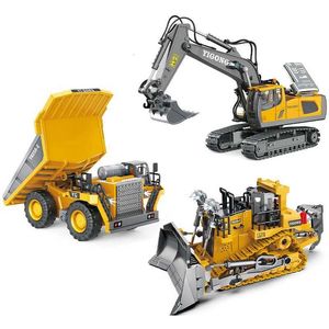 Diecast Model Cars 11ch RC Excavator 1 20 Remote Control Truck 2.4G RC Engineering Vehicle Excavator Truck Radio Control Control Toy Gifts J240417